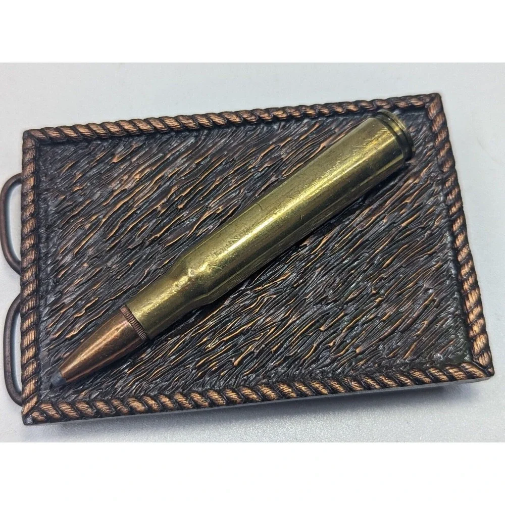 Vintage 1980 Bergamot Brass Works Bullet Belt Buckle Win-Ryan Marketing Bronze